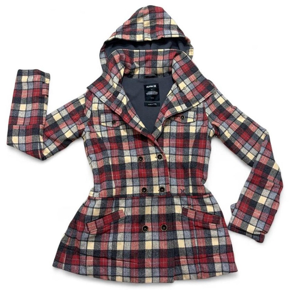 Vintage 2009 Plaid Wool Parka Hurley by Pendleton Detachable Hood Peacoat S